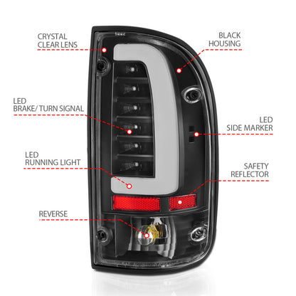 ANZO 95-00 Toyota Tacoma LED Taillights Black Housing Clear Lens (Pair) 311353 311353 Photo - Unmounted
