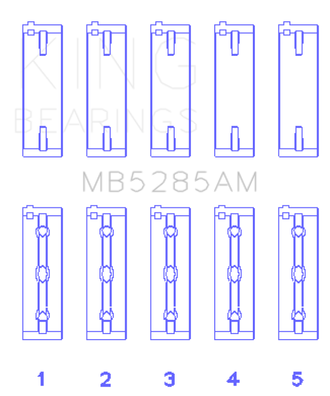 King Engine Bearings Suzuki J18K/J20A (Size +0.50mm) Main Bearing Set MB5285AM0.5 MB5285AM0.5 Photo - Primary
