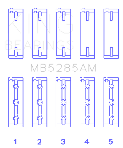 King Engine Bearings Suzuki J18K/J20A (Size +0.50mm) Main Bearing Set MB5285AM0.5 MB5285AM0.5 Photo - Primary