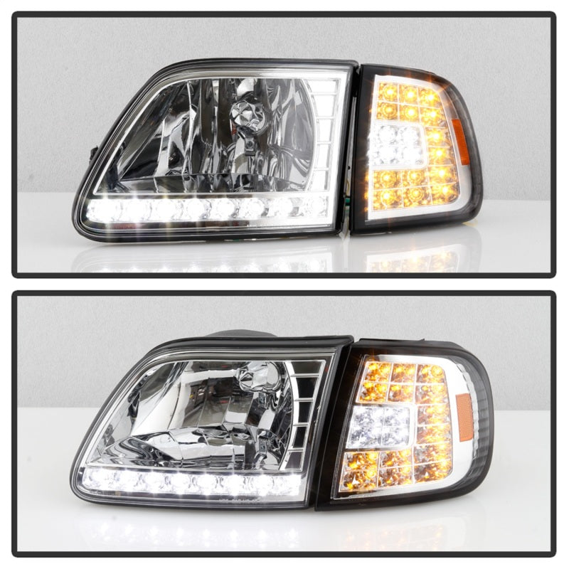 SPYDER Xtune Ford F150 97-03 Crystal Headlights w/ Clear LED Corners Chrome HD-ON-FF15097-LED-SET-C 5014191 5014191 Photo - Unmounted