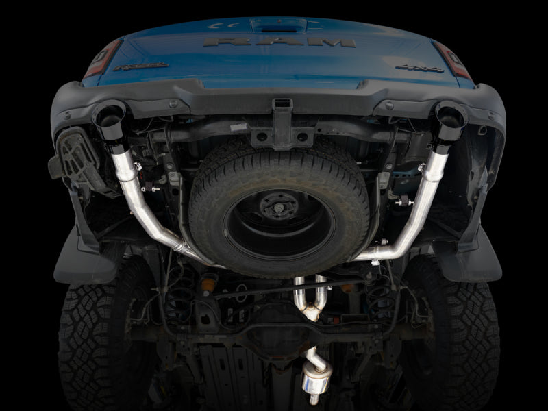 AWE Tuning 19-21 RAM 1500 5.7L (w/Cutouts) 0FG Dual Rear Exit Cat-Back Exhaust - Diamond Black Tips 3015-33006 3015-33006 Photo - out of package
