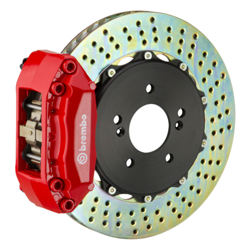 Brembo 06-09 S2000 Rear GT BBK 4 Piston Cast 328x28 2pc Rotor Drilled-Red 2P1.6010A2