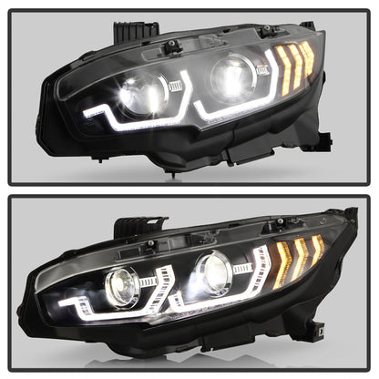 SPYDER Honda Civic 16-20 LED Model High-Power LED Module Headlights - Black (PRO-YD-HC16LEDAP-SEQGR-BK) 5088932 5088932 User 6