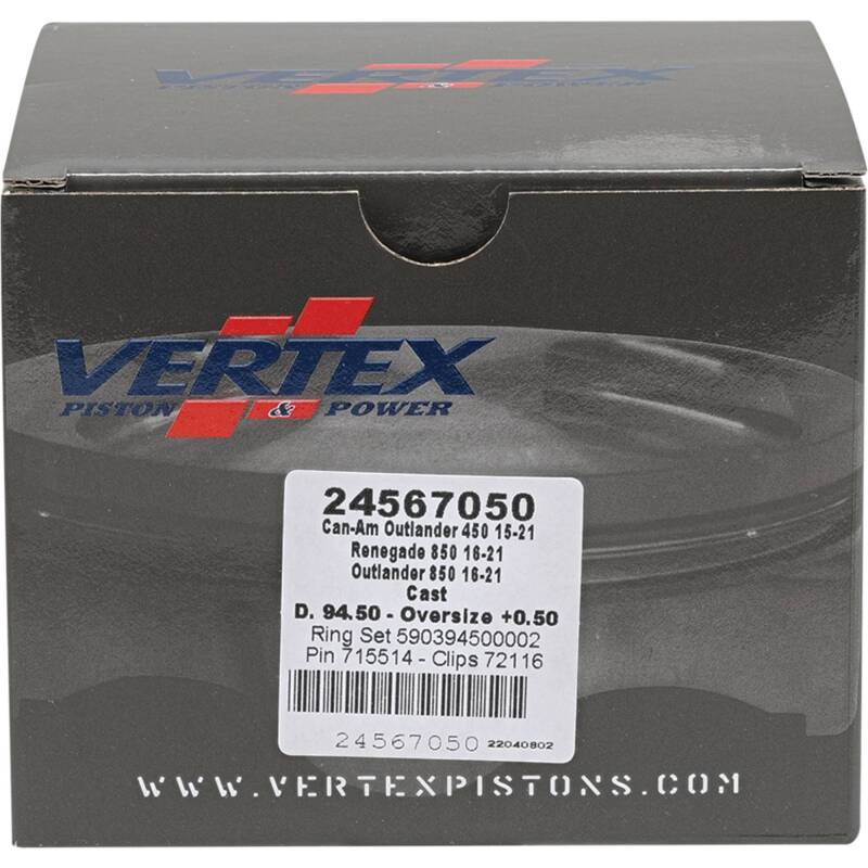 Vertex Pistons Vertex Piston 17-21 Can-Am Outlander 450 4x4 450cc +0.50mm Oversized Cast Replica Piston Kit 24567050 24567050 Photo - Primary