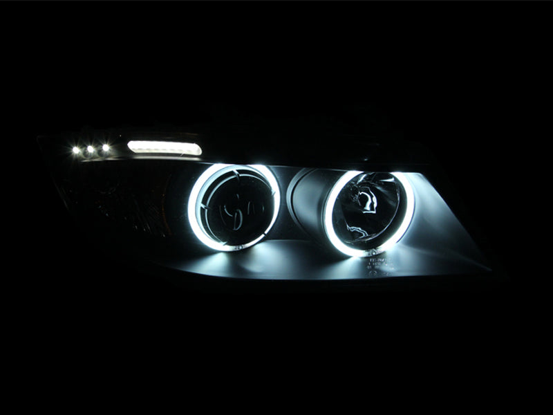 Anzo 2006-2008 BMW 3 Series E90-E91 Projector Headlights w/ Halo w/ LED Bar 121335 Photo - Unmounted