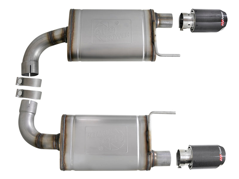 aFe MACH Force Xp SS Axle Back Exhaust System w/ Carbon Fiber Tips 15-17 Ford Mustang GT V8-5.0L 49-43105-C 49-43105-C Photo - Unmounted