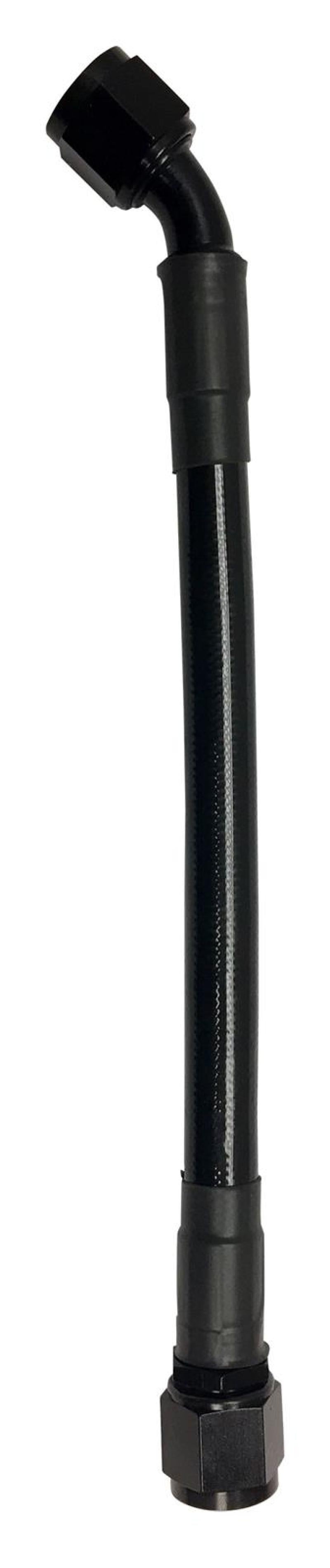 Fragola -6AN Ext Black PTFE Hose Assembly Straight x 45 Degree 20in 6026-1-4-20BL 6026-1-4-20BL Photo - Primary