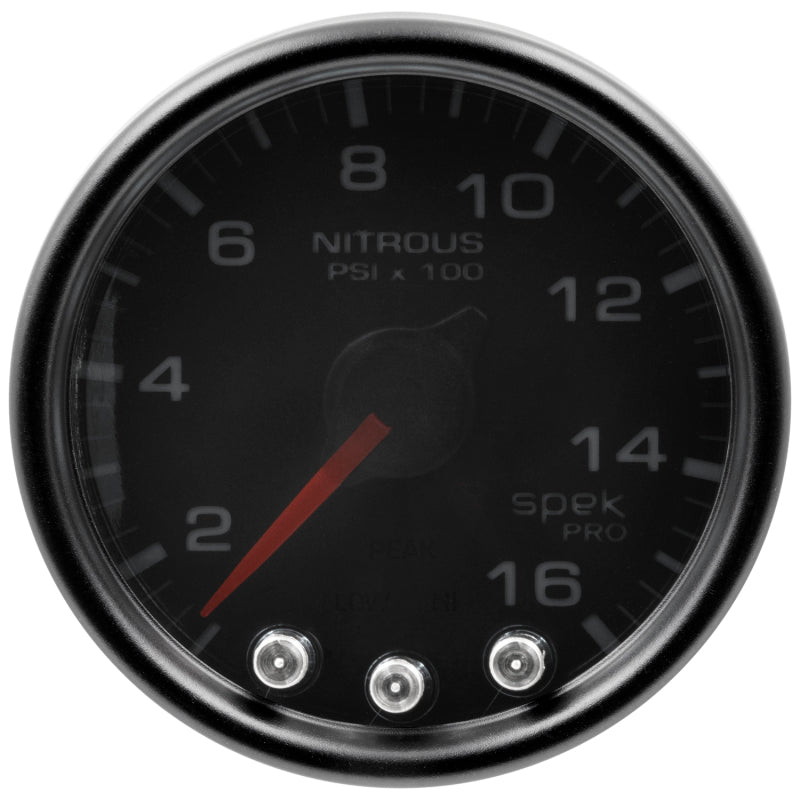 Autometer Spek-Pro Gauge Nitrous Press 2 1/16in 1600psi Stepper Motor W/Peak & Warn Blk/Smoke/Blk P32052 P32052 User 1