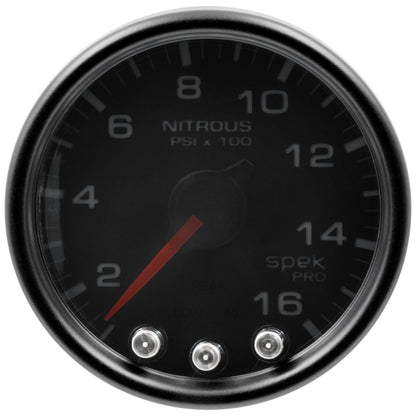 Autometer Spek-Pro Gauge Nitrous Press 2 1/16in 1600psi Stepper Motor W/Peak & Warn Blk/Smoke/Blk P32052 P32052 User 1