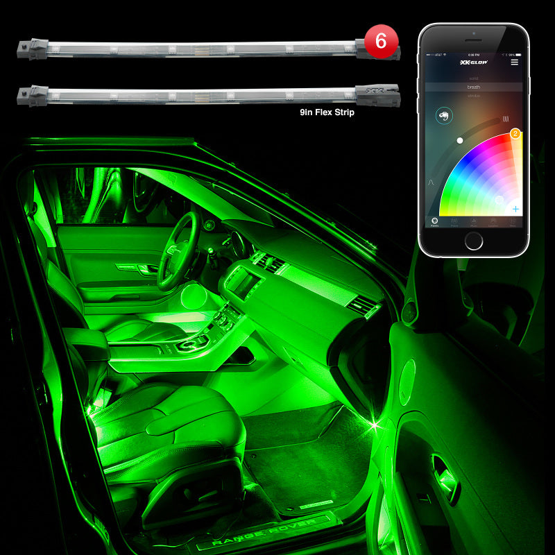 XKGLOW XK Glow Flex Strip Million Color XCHROME Smartphone App Controlled Undercar Kit 6x10In KS-Car-Mini