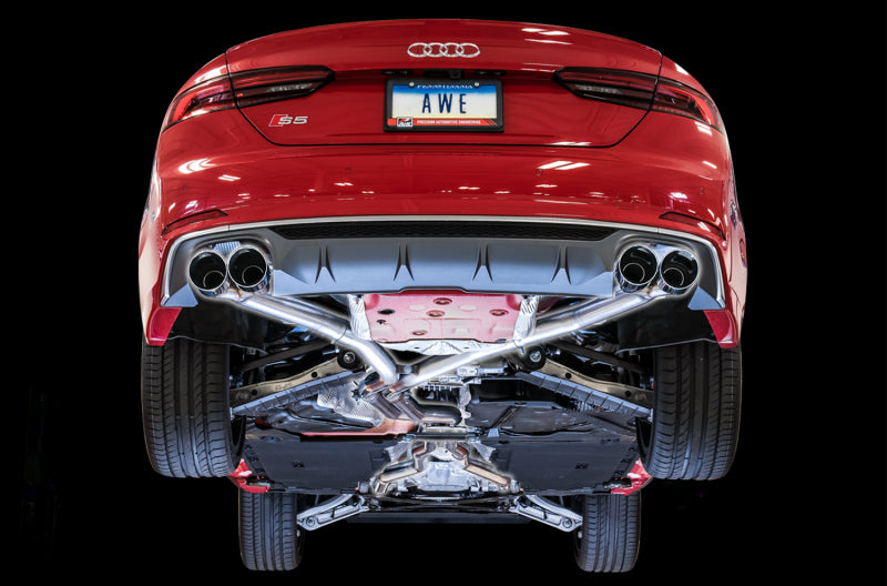 AWE Tuning Audi B9 S5 Coupe 3.0T Track Edition Exhaust - Chrome Silver Tips (102mm) 3010-42064 3010-42064 Photo - Mounted