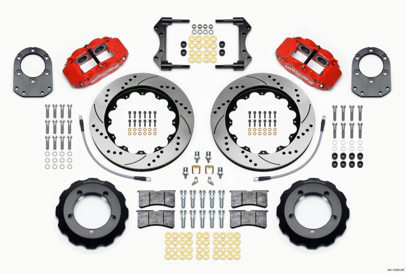 Wilwood Narrow Superlite 4R Front Hat Kit 14.00in Drill Red 66-75 Ford Bronco Dana 30/44 w/Lines 140-13329-DR 140-13329-DR Photo - Primary