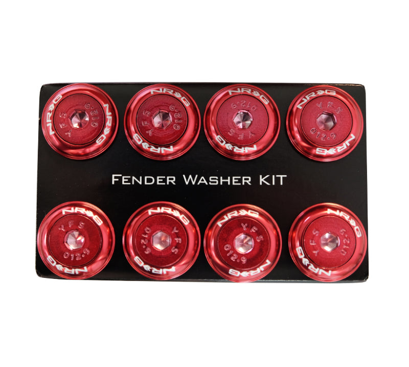 NRG Fender Washer Kit w/Color Matched M8 Bolt Rivets For Plastic (Red) - Set of 8 FW-800RD FW-800RD Photo - Primary
