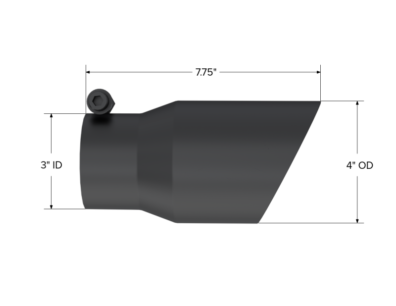 MBRP Tip 3in Round x 4in Inlet OD Dual Walled Angled Black Tip - Fits all 3 T5122BLK Photo - Close Up