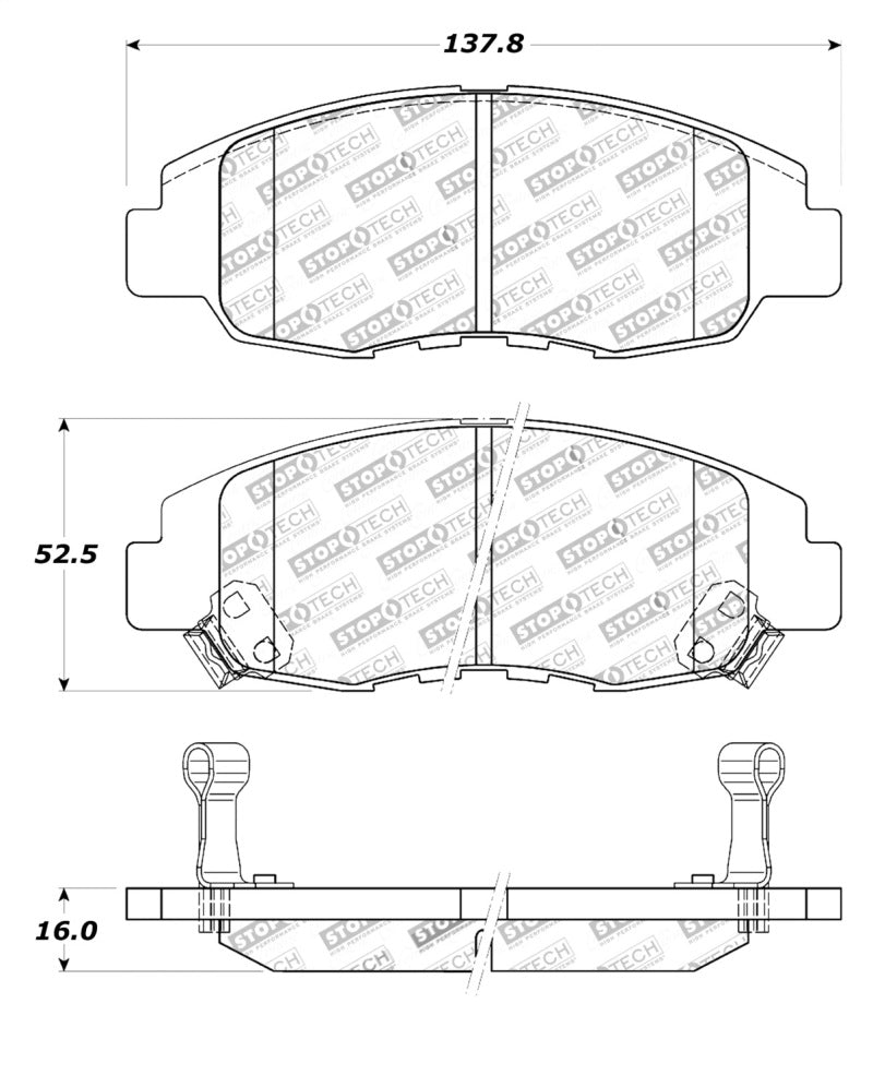 StopTech Street Brake Pads; Front With Shims 308.07640 Photo - Primary
