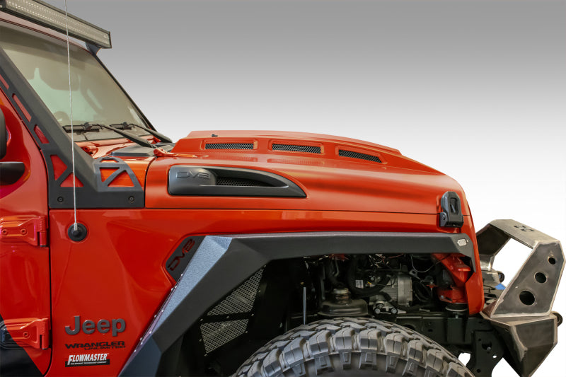 DV8 Offroad 18+ Jeep JL Heat Dispersion Hood - Primer Black HDMBJL-01 HDMBJL-01 Photo - Mounted