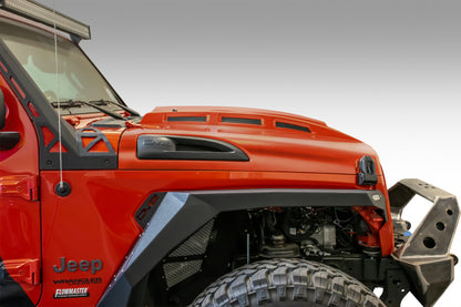 DV8 Offroad 18+ Jeep JL Heat Dispersion Hood - Primer Black HDMBJL-01 HDMBJL-01 Photo - Mounted
