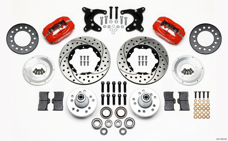 Wilwood Forged Dynalite Front Kit 11.00in Drilled Red 65-72 CDP A Body - 10in Drum 140-11023-DR 140-11023-DR Photo - Primary