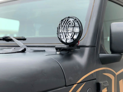 KC HiLiTES Jeep JL/JT A-Pillar Mount Light Kit w/Apollo Pro Halogen Lights 100w Spot Beam - Black 97113 97113 Photo - Primary