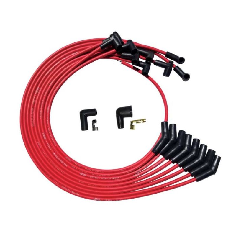 Moroso BBC Under Header 135 Plug Boots HEI Ultra Spark Plug Wire Set - Red 52045 52045 User 1