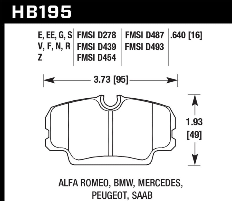 Hawk Performance Hawk 86-87 BMW 325 2.7L Base Front ER-1 Brake Pads HB195D.640 HB195D.640 Photo - Primary