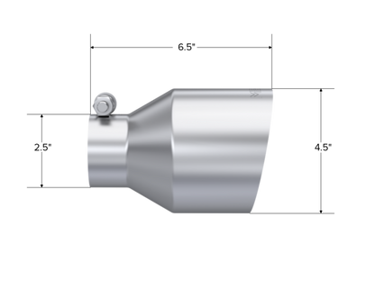 MBRP Universal Stainless Steel Tip 2.5in ID / 4.5in OD Out / 6.5in Length Angle Cut Single Wall T5191 T5191 Photo - Close Up