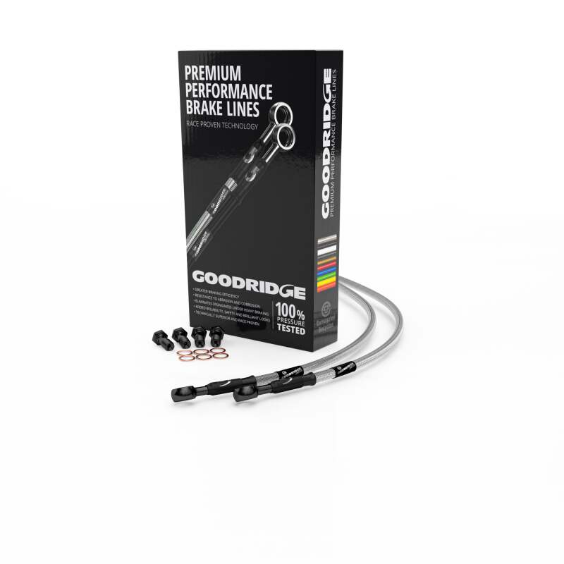 Goodridge 96-03 Harley-Davidson XL1200 Sportster Dual Black Front Brake Line w/Clear Fitting HD7883-3FB-CL HD7883-3FB-CL Photo - Primary