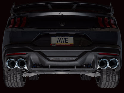 AWE Tuning AWE 2024 Ford Mustang Dark Horse S650 RWD Track Edition Catback Exhaust w/ Quad Chrome Silver Tips 3020-42375 3020-42375 Photo - Mounted