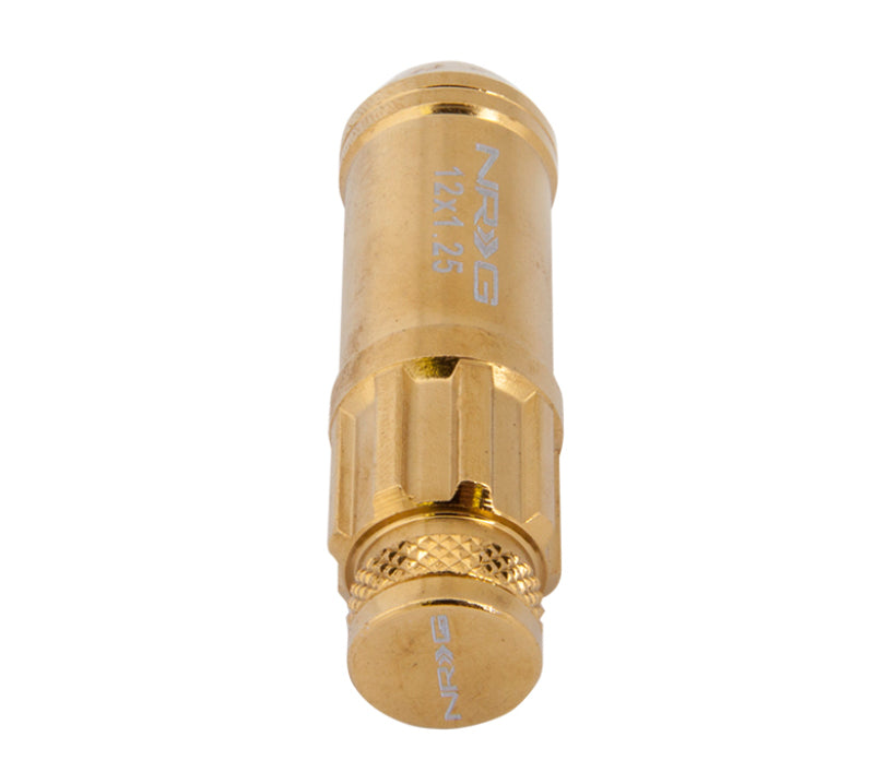 NRG M12 x 1.25 Steal Lug Nut w/ dust cap cover Set 21 pc Chrome Gold LN-LS710CG-21 Photo - Primary