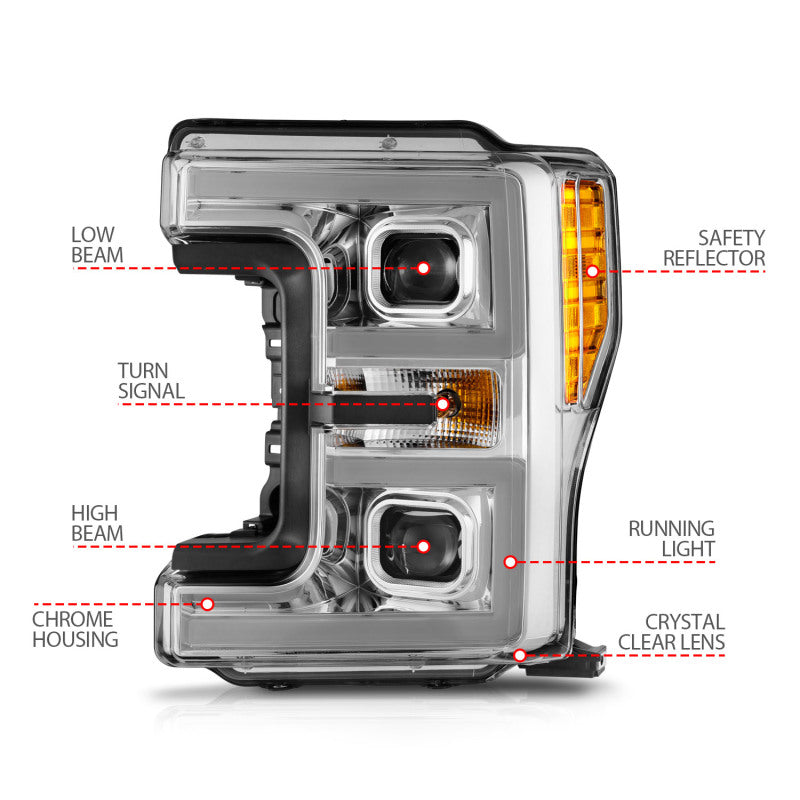 ANZO 17-19 Ford F-250/350/450 SD (w/o Factory LED HL) LED Proj Headlights w/Light Bar Switchback Chr 111578 111578 User 3