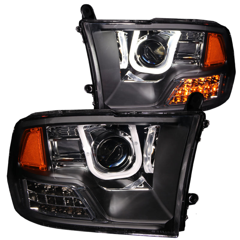 Anzo 2009-2016 Dodge Ram 1500 Projector Headlights w/ U-Bar Black 111270 Photo - Primary