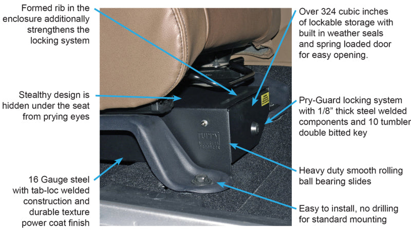 Tuffy Products Tuffy Jeep Wrangler Jk Underseat Drawer Passenger W/ Keyed Lock 293-01 293-01 Photo - Close Up