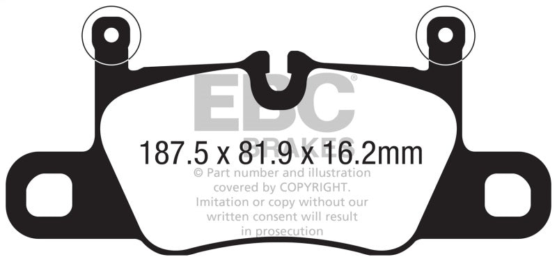 EBC 2016+ Porsche 911 (991/2 w/Cast Iron Rotors) 3.0TT Carrera Yellowstuff Rear Brake Pads DP42371R DP42371R Photo - Primary
