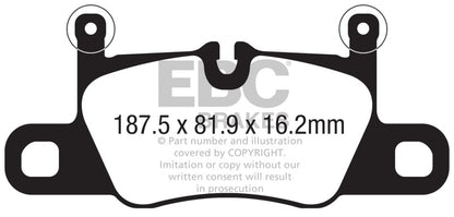 EBC 2016+ Porsche 911 (991/2 w/Cast Iron Rotors) 3.0TT Carrera Yellowstuff Rear Brake Pads DP42371R DP42371R Photo - Primary