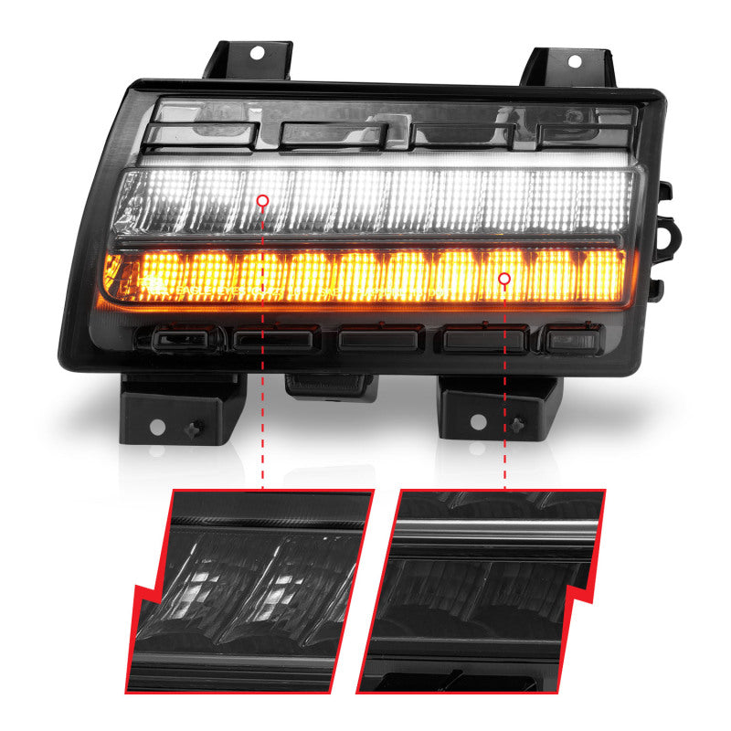 ANZO 2018-2021 Jeep Wrangler LED Side Markers Chrome Housing Smoke Lens w/ Seq. Signal Low Config 511087 511087 Photo - Unmounted