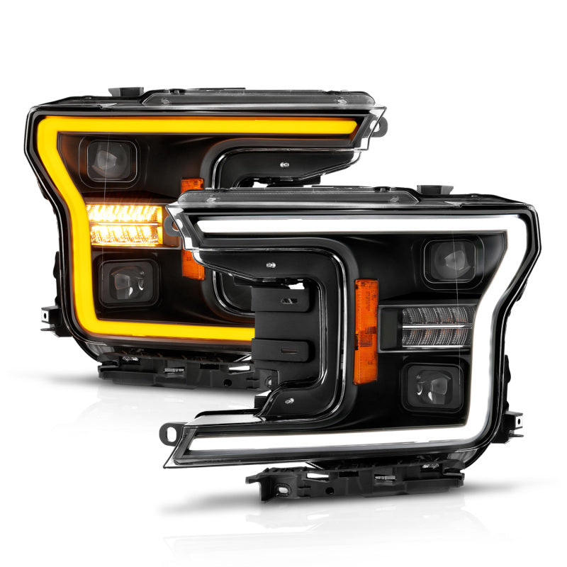 ANZO 18-20 Ford F-150 (w/o Fctry LED) Full LED Proj Headlights w/Light Bar Swtchbk Seq. Black w/Init 111570 111570 Photo - Unmounted