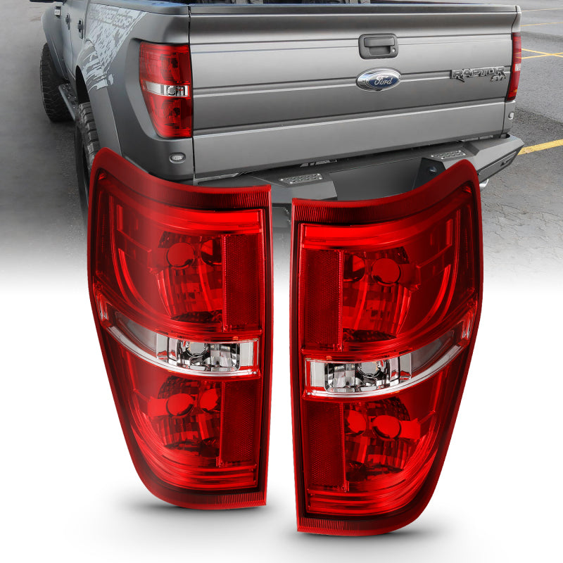 ANZO 2009-2014 Ford F-150 Euro Taillight Red/Clear (W/O Bulb) 311299 311299 Photo - Primary