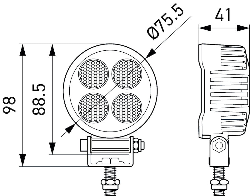 Hella ValueFit LED Work Light TR1700 LED MV CR LT 357111002 357111002 Technical Drawing
