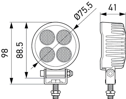 Hella ValueFit LED Work Light TR1700 LED MV CR LT 357111002 357111002 Technical Drawing