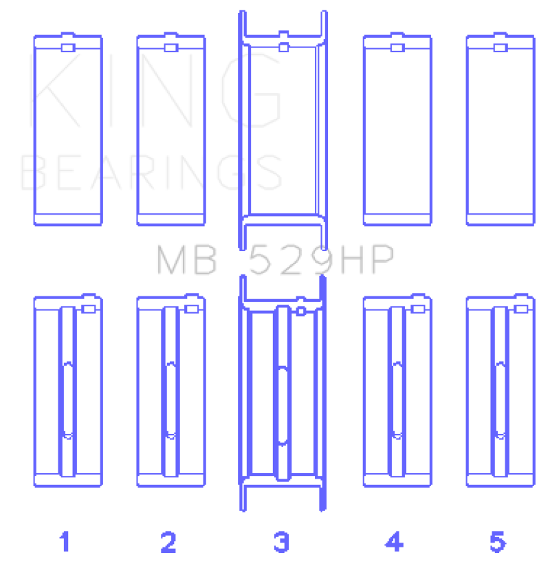 King Engine Bearings King Ford 260CI/289CI/302 5.0L Windsor (0.010 Size) Main Bearing Set MB529HP010