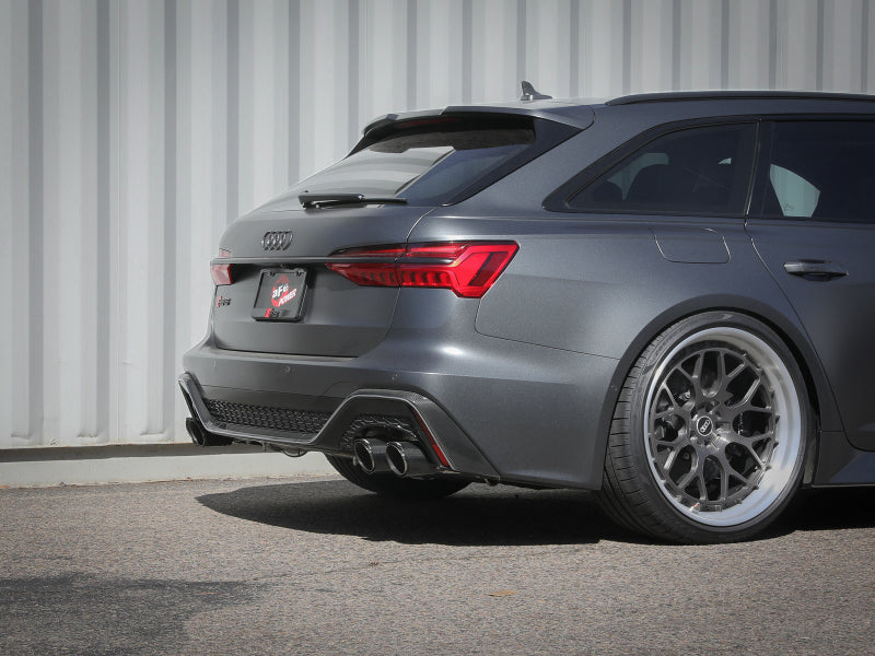 aFe 20-22 Audi RS6 Avant V8 4L (tt) MACH Force-Xp 3in to 2.5in 304 SS Cat-Back Exhaust w/ Carbon Tip 49-36448-C 49-36448-C Photo - Mounted