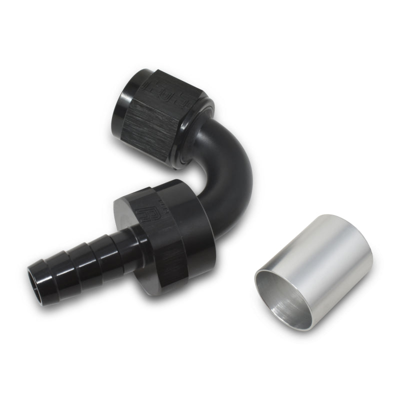 Russell Crimp-On 120° Tight Radius Hose End - Black / Silver 610673 Photo - out of package
