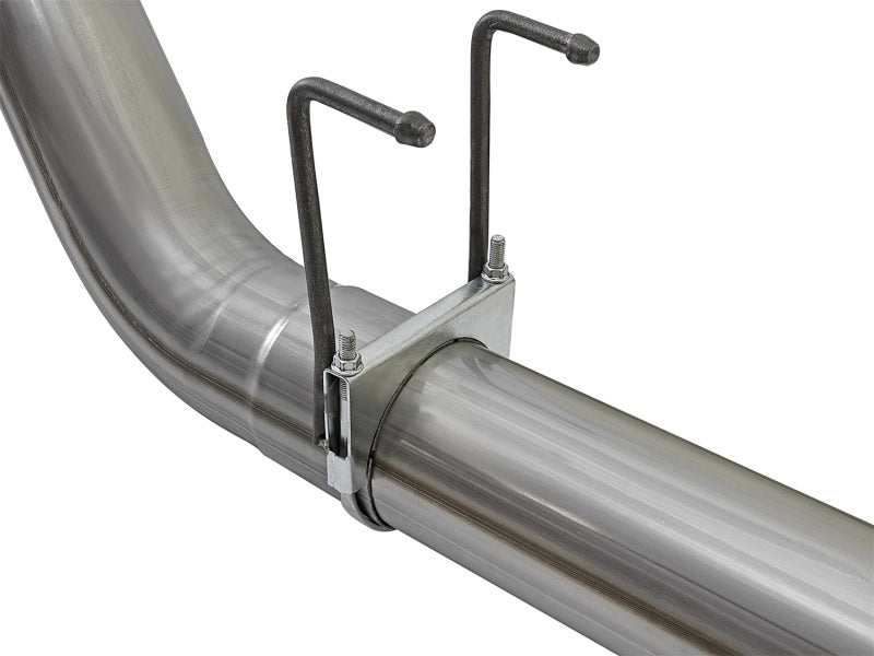 aFe Large Bore-HD 5in 409 Stainless Steel DPF-Back Exhaust System w/Polish 49-43090-P Photo - Unmounted