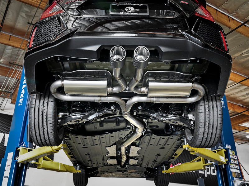 aFe Takeda 3in 304 SS Cat-Back Exhaust System w/ Carbon Tips 2017+ Honda Civic Si (4dr) I4 1.5L (t) 49-36621-1C 49-36621-1C Photo - Mounted