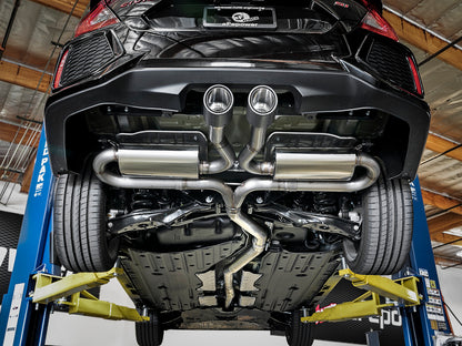 aFe Takeda 3in 304 SS Cat-Back Exhaust System w/ Carbon Tips 2017+ Honda Civic Si (4dr) I4 1.5L (t) 49-36621-1C 49-36621-1C Photo - Mounted