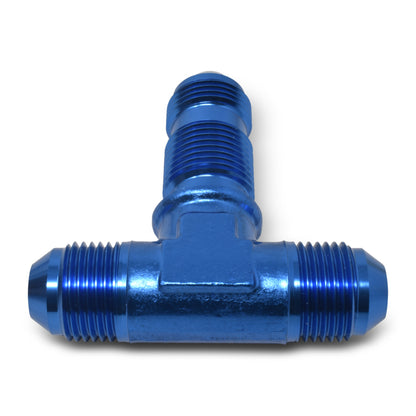 Russell -3 AN Flare Bulkhead Tee Adapter (Blue Finish) 661300 Photo - out of package