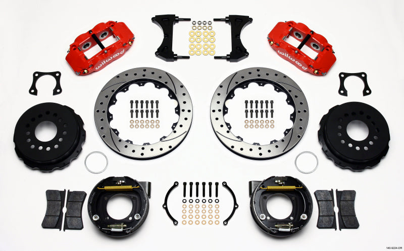 Wilwood FNSL4R Rear P-Brk Kit, 12.88", Drilled, Red, 58-64 Olds/Pontiac Ends 2 140-9224-DR Photo - Primary