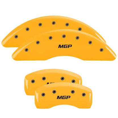 MGP 4 Caliper Covers Engraved Front & Rear MGP Yellow Finish Black Char 2010 Hyundai Genesis 28177SMGPYL 28177SMGPYL Photo - Primary