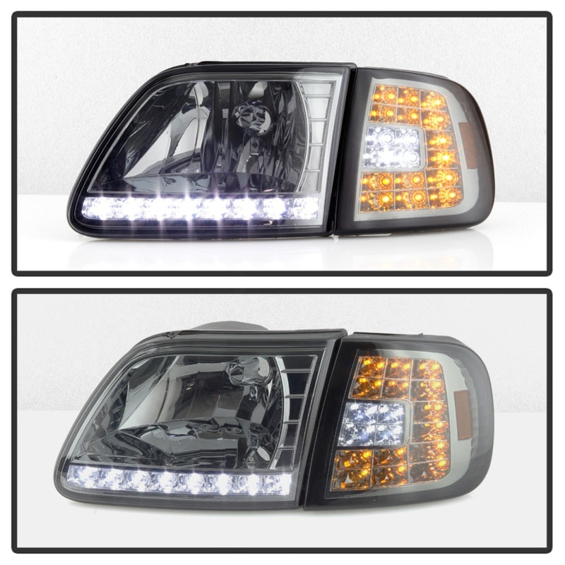 SPYDER Xtune Ford F150 97-03 Crystal Headlights w/ Clear LED Corners Smoke HD-ON-FF15097-LED-SET-SM 5014801 5014801 Photo - Unmounted