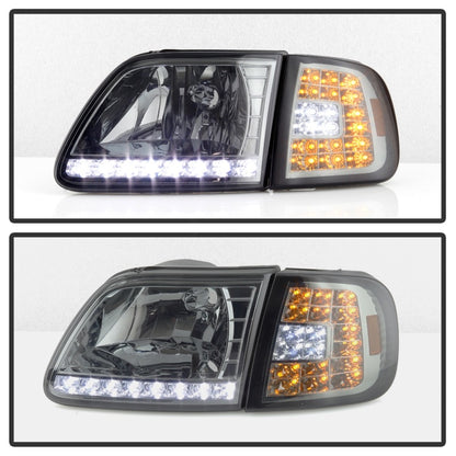 SPYDER Xtune Ford F150 97-03 Crystal Headlights w/ Clear LED Corners Smoke HD-ON-FF15097-LED-SET-SM 5014801 5014801 Photo - Unmounted